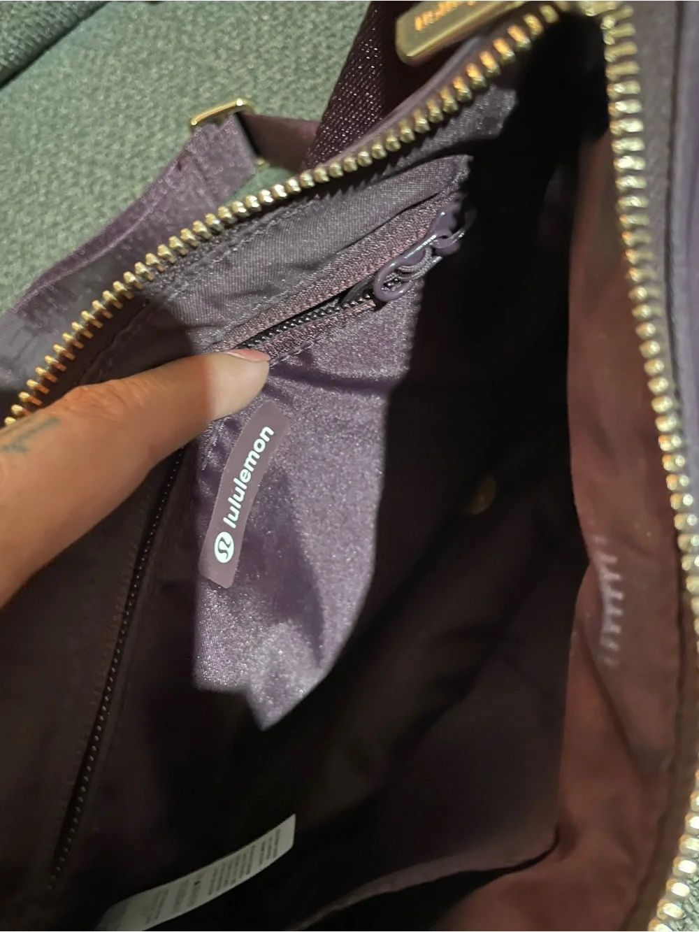lululemon athletica Plum Shoulder Crossbody with Gold Hardware